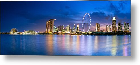 Skyscraper Metal Print featuring the photograph Twilight in Singapore by U Schade