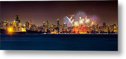 Fireworks Metal Print featuring the photograph Vancouver Celebration of Light Fireworks 2013 - Day 2 by Alexis Birkill