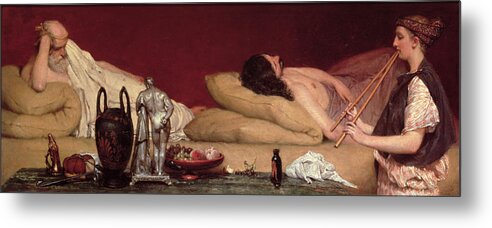 The Metal Print featuring the painting The Siesta by Lawrence Alma-Tadema