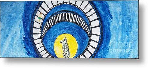 Child Metal Print featuring the painting Gazillion of Stairs by J Cv