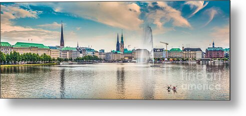 Alster Metal Print featuring the photograph Hamburg Sunset Panorama by JR Photography