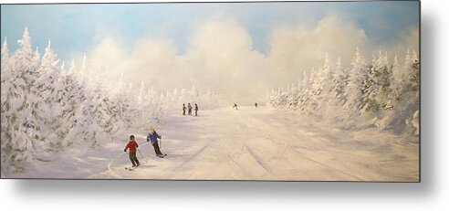 Ski Metal Print featuring the painting Minus 9 by Ken Ahlering