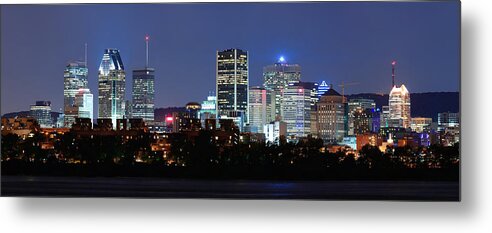 Montreal New Town Night View Metal Print featuring the photograph Montreal night by Songquan Deng