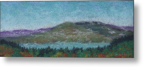 Mountains Metal Print featuring the pastel Morning Mist by Anne Katzeff