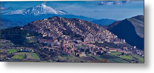 Volcano Metal Print featuring the photograph Mt. Etna and Gangi by Richard Gehlbach