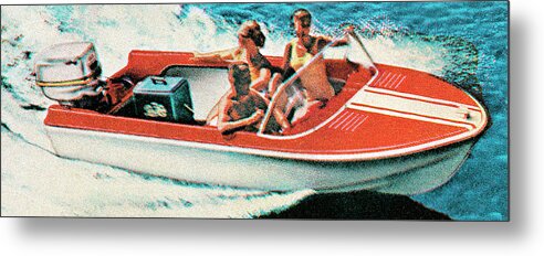 Activity Metal Poster featuring the drawing Speedboat #3 by CSA Images