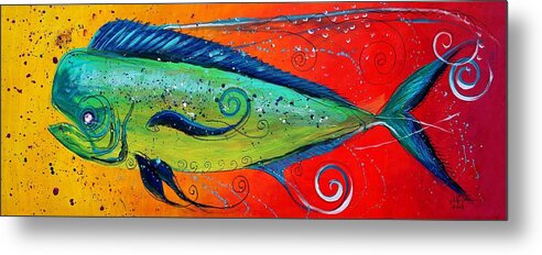 Fish Metal Print featuring the painting Abstract Mahi Mahi by J Vincent Scarpace