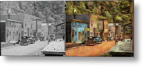 Mogollon Metal Print featuring the photograph City - Mogollon NM - Before the ghosts 1940 - Side by Side by Mike Savad