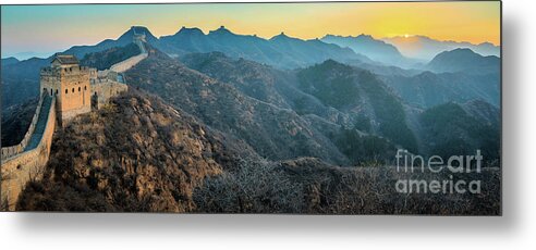 Asia Metal Print featuring the photograph Great Wall Panorama by Inge Johnsson
