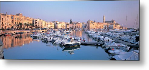 Panoramic Metal Print featuring the photograph Italy, Trani, Puglia, Puglia Harbour by Peter Adams