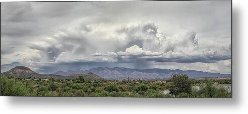 Mountains Metal Print featuring the photograph Monsoon Storms Over The Catalinas by Elaine Malott
