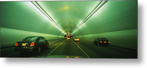 Photography Metal Print featuring the photograph Vehicles Passing Through A Tunnel, Bay by Panoramic Images