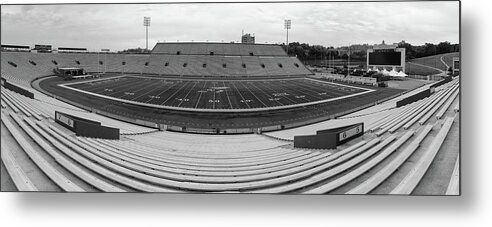 Kansas Jayhawks Stadium Metal Print featuring the photograph Kansas Jayhawks football stadium in black and white #3 by Eldon McGraw