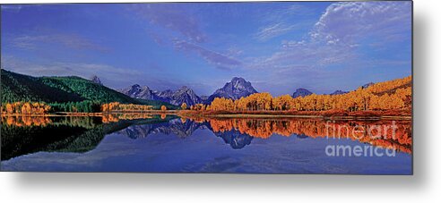 Dave Wellling Metal Print featuring the photograph Panorama Fall Morning Oxbow Bend Grand Tetons by Dave Welling