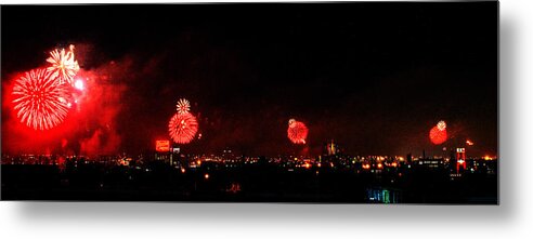 Baltimore Metal Print featuring the photograph Baltimore Harbor Fireworks Panorama by Bill Swartwout