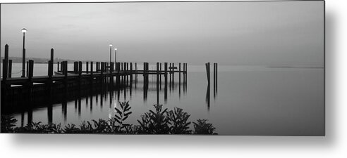 Chesapeake Bay Metal Print featuring the photograph Black and White Dock by Crystal Wightman