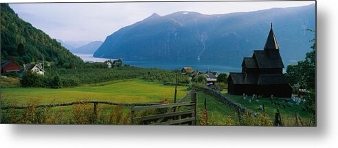 Photography Metal Print featuring the photograph Church In A Village, Urnes Stave by Panoramic Images