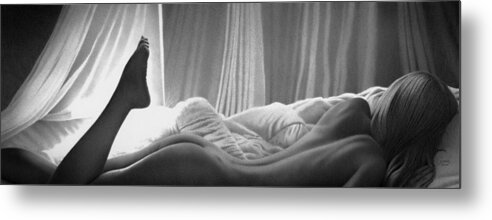 Nude Lady Metal Print featuring the drawing Morning Glow by Stirring Images