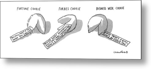 No Caption
Three Fortune Cookies Metal Print featuring the drawing New Yorker December 23rd, 1991 by Michael Crawford