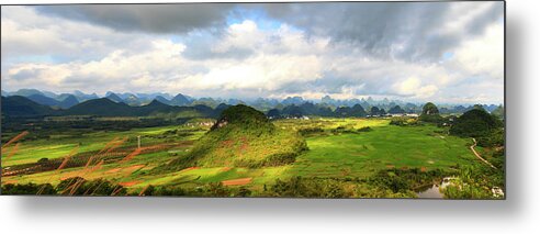 Yangshuo Metal Print featuring the photograph Rice Fields In by Bihaibo