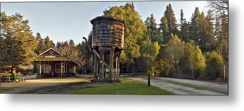 Water Tank Metal Print featuring the photograph Roaring Camp Station Panorama by Larry Darnell