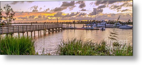 Boardwalk Sunset Metal Print featuring the photograph Sunset View Boardwalk by Mike Covington