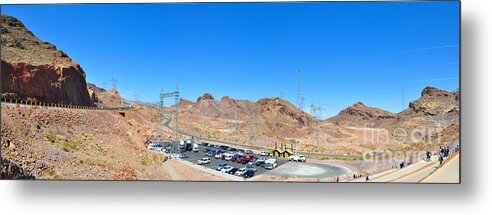 Lake Meade Metal Print featuring the photograph Visitors parking lot for Great Bridge at Hoover Dam by Dejan Jovanovic