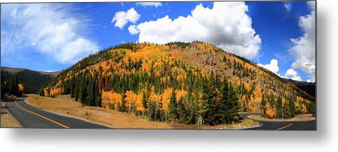 Autumn Metal Print featuring the photograph An Autumn Drive - Panorama by Shane Bechler