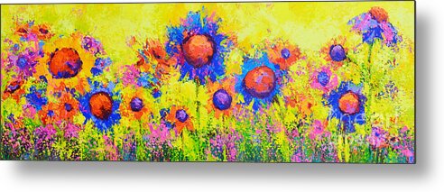 Floral Still Life Metal Print featuring the painting Breath of Sunshine - Modern Impressionist Artwork - Palette Knife Work by Patricia Awapara
