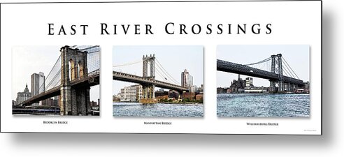 Bridge Metal Print featuring the photograph East River Crossings by Frank Mari