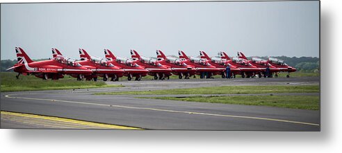 Red Arrows Metal Print featuring the photograph Red Arrows - Teesside Airshow 2016 Aircraft Check by Scott Lyons