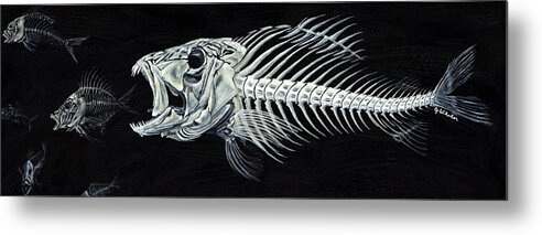 Fish Metal Print featuring the painting Skeletail by JoAnn Wheeler