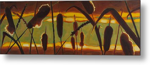 Landscape Metal Print featuring the painting Stillness of Light by Janet McDonald
