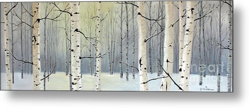 Birch Metal Print featuring the painting Winter Birch Forest by Julie Peterson