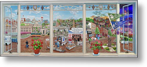  Metal Print featuring the painting Brooklyn Picture Window by Bonnie Siracusa