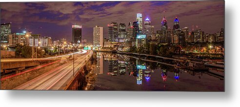 Cityscape Metal Print featuring the photograph Cityscape Panorama - Philadelphia from South Street by Bill Cannon