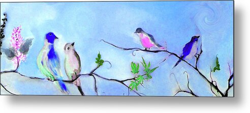 Birds Metal Print featuring the digital art The Greenest Leaves Painting by Lisa Kaiser