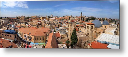 Panorama Metal Print featuring the photograph The Old City Of Jerusalem by Mark Williamson/science Photo Library