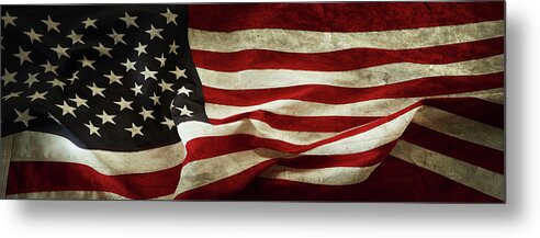 American Flag Metal Print featuring the photograph Grunge USA flag #1 by Les Cunliffe