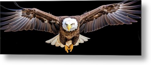 Eagle Metal Print featuring the digital art Eagle Flying towards you 01 by Matthias Hauser