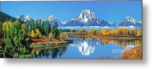 Dave Welling Metal Print featuring the photograph Panorama Oxbow Bend Grand Tetons National Park Wyoming by Dave Welling