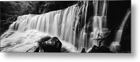 Long Exposure Metal Print featuring the photograph Sgwd Isaf Clun-Gwyn Waterfall Four falls brecon beacons wales bl by Sonny Ryse