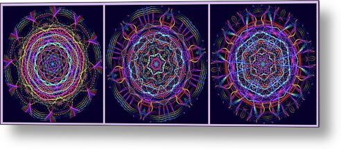 Round Metal Print featuring the photograph Unraveling Rainbow Triptych by Judy Kennedy