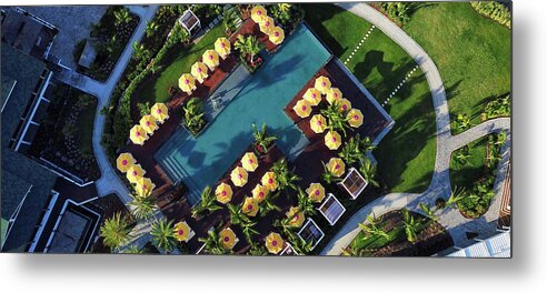 Pool Metal Print featuring the photograph Poolside Umbrellas by Cameron Chute