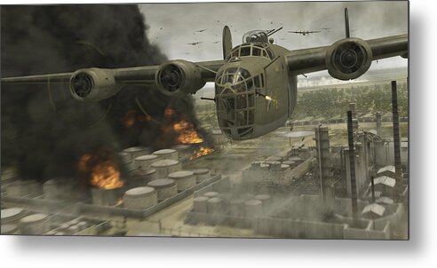 B-24 Metal Print featuring the digital art Operation Tidal Wave head-on view by Robert Perry