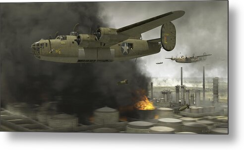 B-24 Metal Print featuring the digital art Operation Tidal Wave side view by Robert Perry