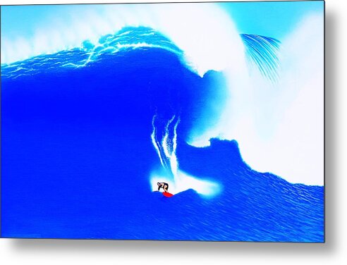 Surfing Metal Print featuring the painting Jaws 1998 by John Kaelin