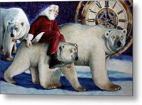Santa Metal Print featuring the painting Polar Express by Denny Bond