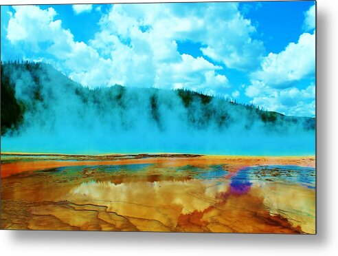 Yellowstone National Park Metal Print featuring the photograph Shooting up steam by Catie Canetti