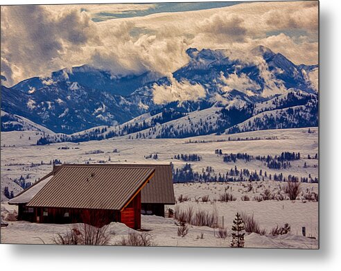 North Cascades Metal Print featuring the painting North Cascades Mountain View by Omaste Witkowski